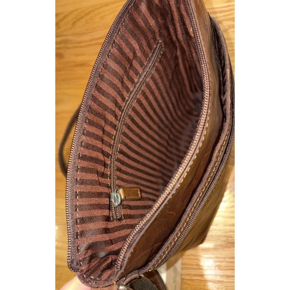 Jack Georges Voyager Brown Hand Stained‎ Buffalo Leather Crossbody Shoulder Bag